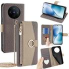 For vivo X200s 5G Crossbody Litchi Texture Leather Phone Case(Grey) - 1