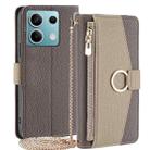 For Xiaomi Redmi Note 13 4G Crossbody Litchi Texture Leather Phone Case(Grey) - 1