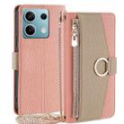 For Xiaomi Redmi Note 13 4G Crossbody Litchi Texture Leather Phone Case(Pink) - 1