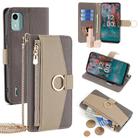 For Nokia C12 Crossbody Litchi Texture Leather Phone Case(Grey) - 1