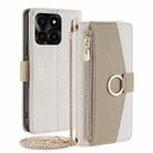 For Honor X6a 4G Crossbody Litchi Texture Leather Phone Case(White) - 1