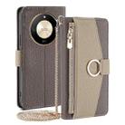 For Honor X50 5G Crossbody Litchi Texture Leather Phone Case(Grey) - 1