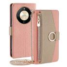 For Honor X50 5G Crossbody Litchi Texture Leather Phone Case(Pink) - 1