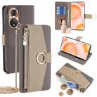 For Honor 50 Crossbody Litchi Texture Leather Phone Case(Grey) - 1