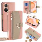 For Honor 50 Crossbody Litchi Texture Leather Phone Case(Pink) - 1