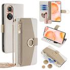 For Honor 50 Crossbody Litchi Texture Leather Phone Case(White) - 1