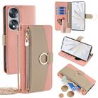 For Honor 70 Crossbody Litchi Texture Leather Phone Case(Pink) - 1