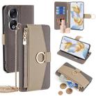 For Honor 90 5G Crossbody Litchi Texture Leather Phone Case(Grey) - 1