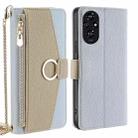 For Honor 200 5G Crossbody Litchi Texture Leather Phone Case(Blue) - 1