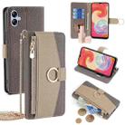 For Samsung Galaxy A04e 4G Crossbody Litchi Texture Leather Phone Case(Grey) - 1