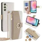 For Samsung Galaxy A24 4G Crossbody Litchi Texture Leather Phone Case(White) - 1