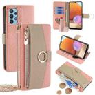 For Samsung Galaxy A32 4G Crossbody Litchi Texture Leather Phone Case(Pink) - 1