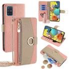 For Samsung Galaxy A51 Crossbody Litchi Texture Leather Phone Case(Pink) - 1