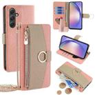 For Samsung Galaxy A54 5G Crossbody Litchi Texture Leather Phone Case(Pink) - 1