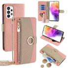 For Samsung Galaxy A73 5G Crossbody Litchi Texture Leather Phone Case(Pink) - 1