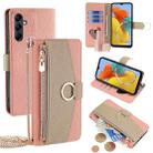 For Samsung Galaxy M14 5G Crossbody Litchi Texture Leather Phone Case(Pink) - 1