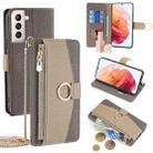 For Samsung Galaxy S21 5G Crossbody Litchi Texture Leather Phone Case(Grey) - 1