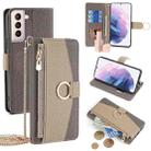 For Samsung Galaxy S21+ 5G Crossbody Litchi Texture Leather Phone Case(Grey) - 1
