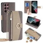 For Samsung Galaxy S22 Ultra 5G Crossbody Litchi Texture Leather Phone Case(Grey) - 1