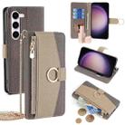 For Samsung Galaxy S23 5G Crossbody Litchi Texture Leather Phone Case(Grey) - 1