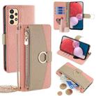 For Samsung Galaxy A13 4G Crossbody Litchi Texture Leather Phone Case(Pink) - 1