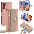 For Samsung Galaxy A14 4G Crossbody Litchi Texture Leather Phone Case(Pink) - 1