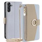 For Samsung Galaxy M55 5G Crossbody Litchi Texture Leather Phone Case(Blue) - 1