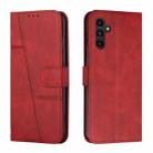 For Samsung Galaxy A05s Stitching Calf Texture Buckle Leather Phone Case(Red) - 1
