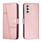 For Samsung Galaxy S24 Stitching Calf Texture Buckle Leather Phone Case(Pink) - 1