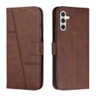 For Samsung Galaxy S24 Stitching Calf Texture Buckle Leather Phone Case(Brown) - 1