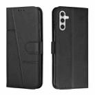 For Samsung Galaxy S24 Stitching Calf Texture Buckle Leather Phone Case(Black) - 1