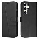 ForSamsung Galaxy S24 Ultra Stitching Calf Texture Buckle Leather Phone Case(Black) - 1