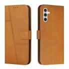 For Samsung Galaxy M15 / F15 Stitching Calf Texture Buckle Leather Phone Case(Yellow) - 1