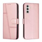 For Samsung Galaxy M55 / C55 Stitching Calf Texture Buckle Leather Phone Case(Pink) - 1