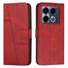 For Infinix Note 40 5G Stitching Calf Texture Buckle Leather Phone Case(Red) - 1