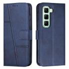 For Infinix Hot 50 4G Stitching Calf Texture Buckle Leather Phone Case(Blue) - 1