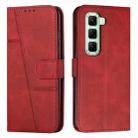 For Infinix Hot 50 4G Stitching Calf Texture Buckle Leather Phone Case(Red) - 1