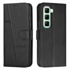 For Infinix Hot 50 4G Stitching Calf Texture Buckle Leather Phone Case(Black) - 1