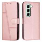 For Infinix Hot 50 5G Stitching Calf Texture Buckle Leather Phone Case(Pink) - 1