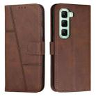 For Infinix Hot 50 5G Stitching Calf Texture Buckle Leather Phone Case(Brown) - 1