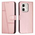 For Infinix Hot 50i Stitching Calf Texture Buckle Leather Phone Case(Pink) - 1