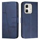 For Infinix Hot 50i Stitching Calf Texture Buckle Leather Phone Case(Blue) - 1