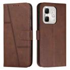 For Infinix Hot 50i Stitching Calf Texture Buckle Leather Phone Case(Brown) - 1