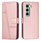 For Infinix Hot 50 Pro+ 4G Stitching Calf Texture Buckle Leather Phone Case(Pink) - 1