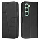 For Infinix Hot 50 Pro+ 4G Stitching Calf Texture Buckle Leather Phone Case(Black) - 1