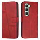 For Infinix Hot 50 Pro 4G Stitching Calf Texture Buckle Leather Phone Case(Red) - 1