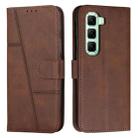 For Infinix Hot 50 Pro 4G Stitching Calf Texture Buckle Leather Phone Case(Brown) - 1