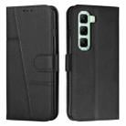 For Infinix Hot 50 Pro 4G Stitching Calf Texture Buckle Leather Phone Case(Black) - 1