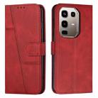 For Infinix Note 50 4G / 50 Pro 4G Stitching Calf Texture Buckle Leather Phone Case(Red) - 1