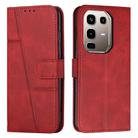 For Infinix Note 50x Stitching Calf Texture Buckle Leather Phone Case(Red) - 1